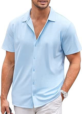 COOFANDY Mens Casual Button Down Shirt Short Sleeve Wrinkle Free Shirts Summer Shirt