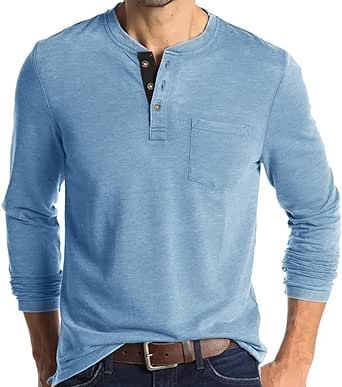 Olidarua Mens Casual Short Sleeve Henley Shirts Fashion Button T Shirts with Pocket