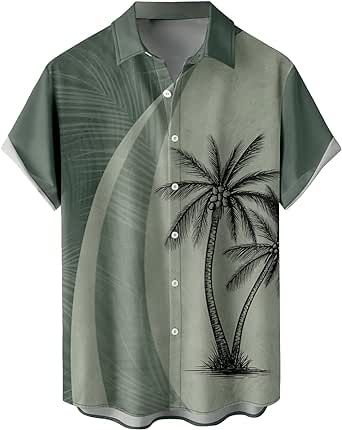 WRITKC Hawaiian Shirts for Men Loose Short Sleeve Mens Beach Shirts Resort Casual Shirts