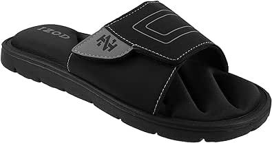 IZOD Men's Memory Foam Sandal, Velcro Adjustable Sport Slide, Size 7 to 12