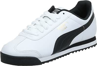PUMA Men's Roma Basic Fashion Sneaker, White/Black Leather - 12 D(M) US