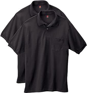 Hanes Men's EcoSmart Polo Shirt, Sport Shirts for Men, Short-Sleeve Shirt, 2-Pack