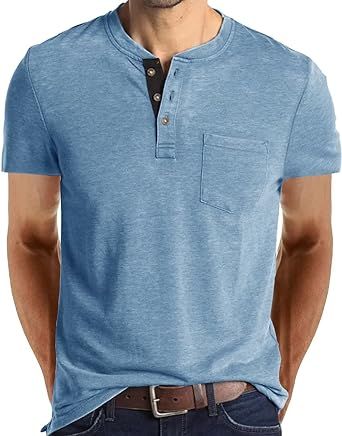 SEGANUP Mens Henley Long Sleeve Shirts Casual Lightweight Fitted Basic T-Shirt with Pockets