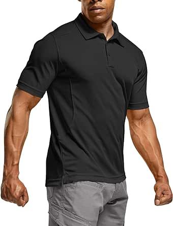CQR Men's Polo Shirt, Long and Short Sleeve Tactical Shirts, Dry Fit Lightweight Golf Shirts, Outdoor UPF 50+ Pique Shirt