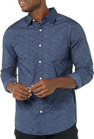 Amazon Essentials Men's Long-Sleeve Slim-Fit Stretch Poplin Shirt